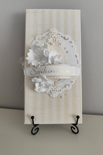 Rankų darbo atvirukas „Sveikinimai!“ - Dodeco