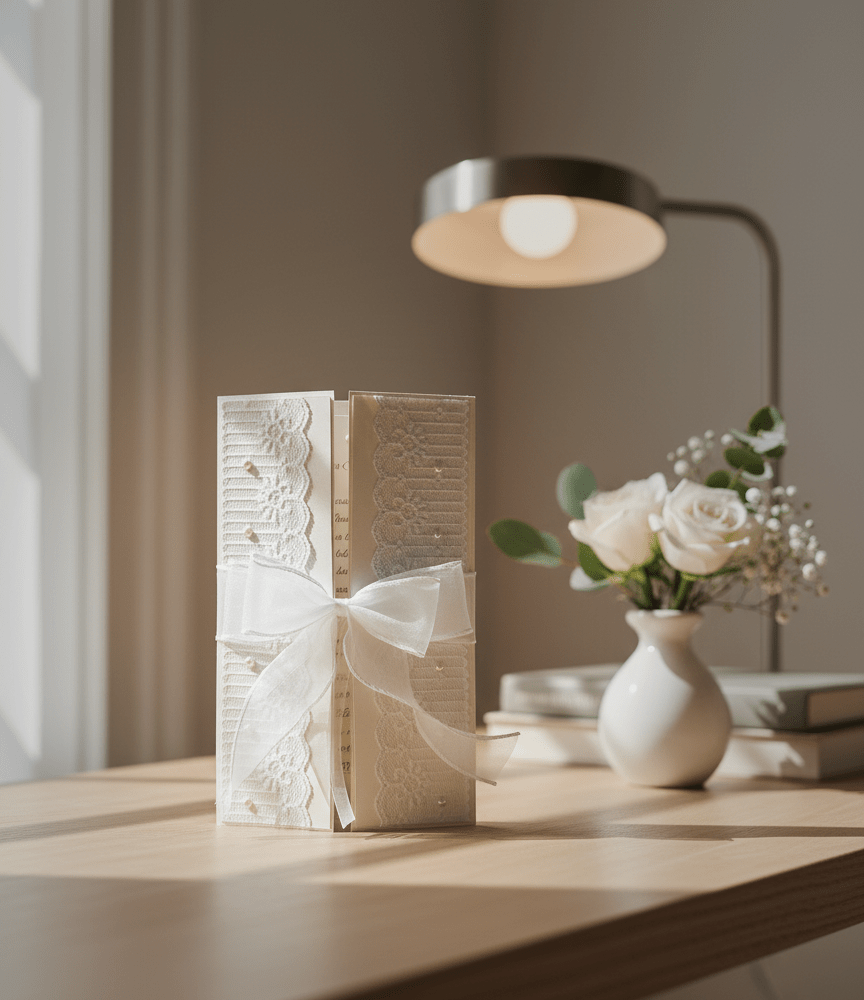 Rankų darbo didelis vestuvinis atvirukas - Dodeco