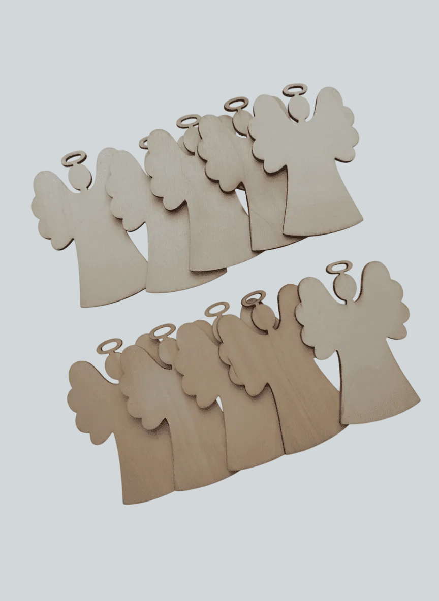 Medinių angeliukų ruošiniai - 10 vnt. (8,5 × 6 cm) - Dodeco