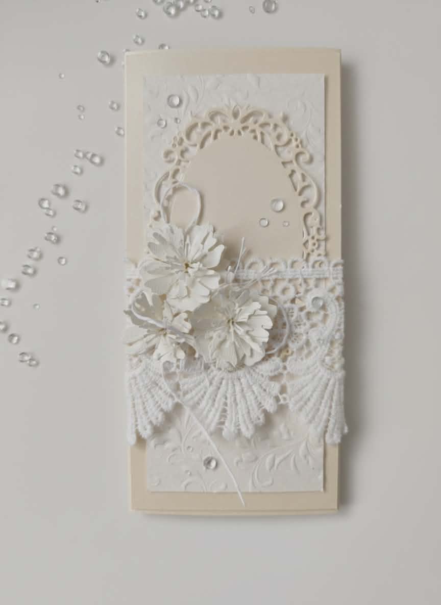 „Nėrinių romantika“ rankų darbo atvirukas–vokelis - Dodeco