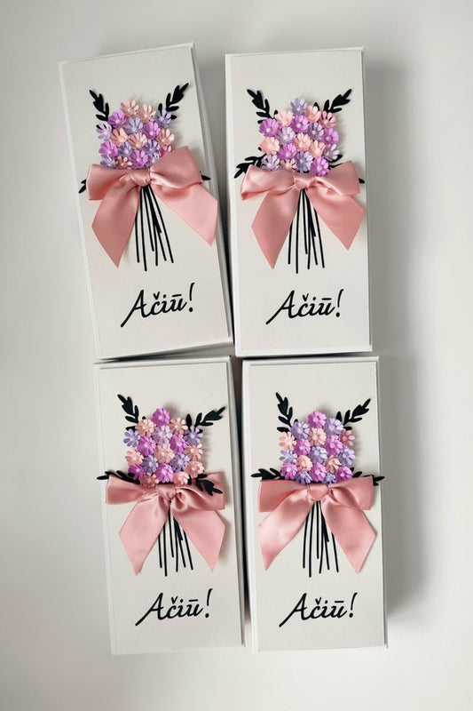 Saldainių dėžutė „Ačiū“ su gėlėmis - Dodeco