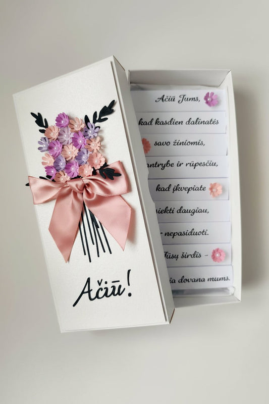 Saldainių dėžutė „Ačiū“ su gėlėmis - Dodeco